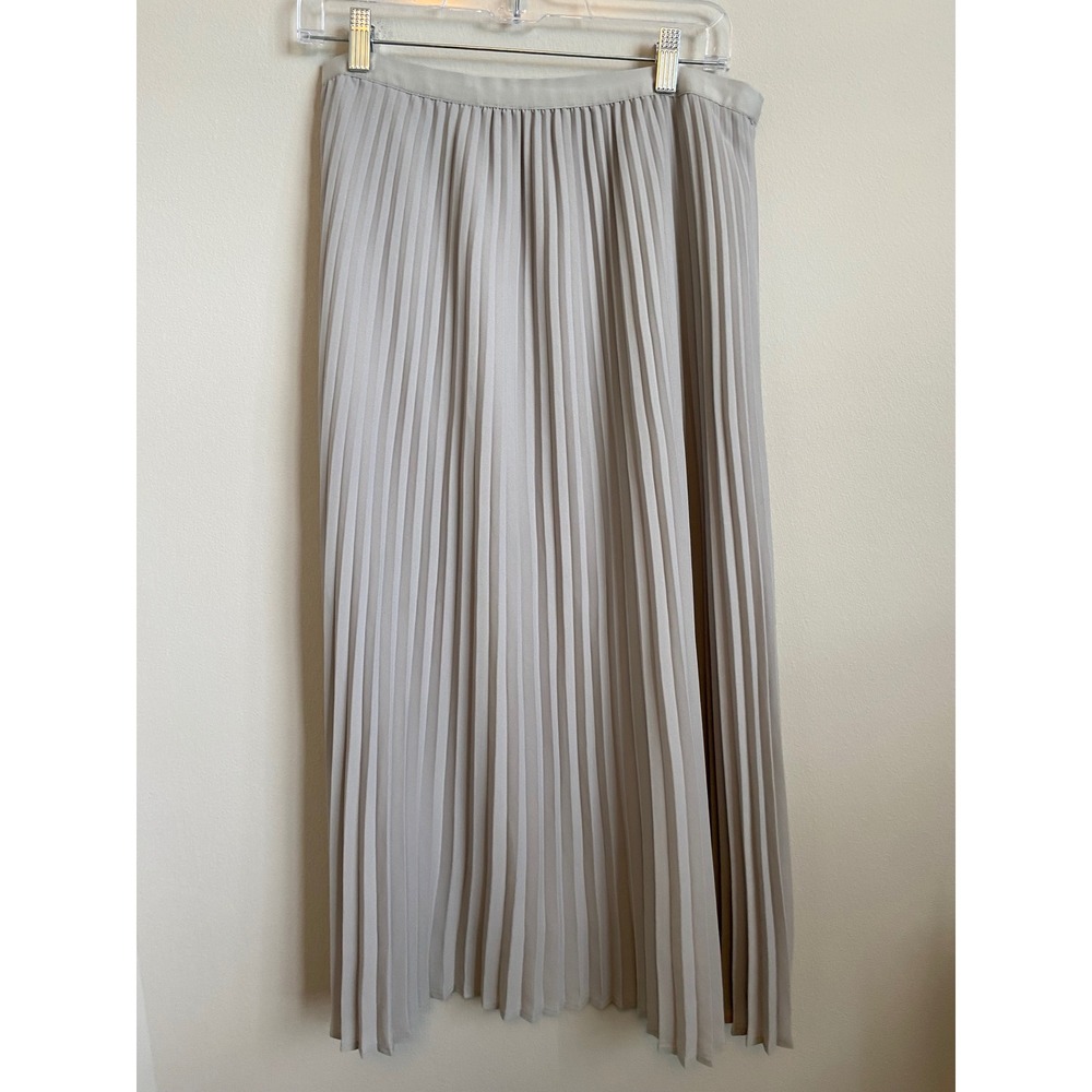Babaton Aritzia Jude Pleated Midi Skirt Light Gray Oak High Waisted Size L - Picture 2 of 7